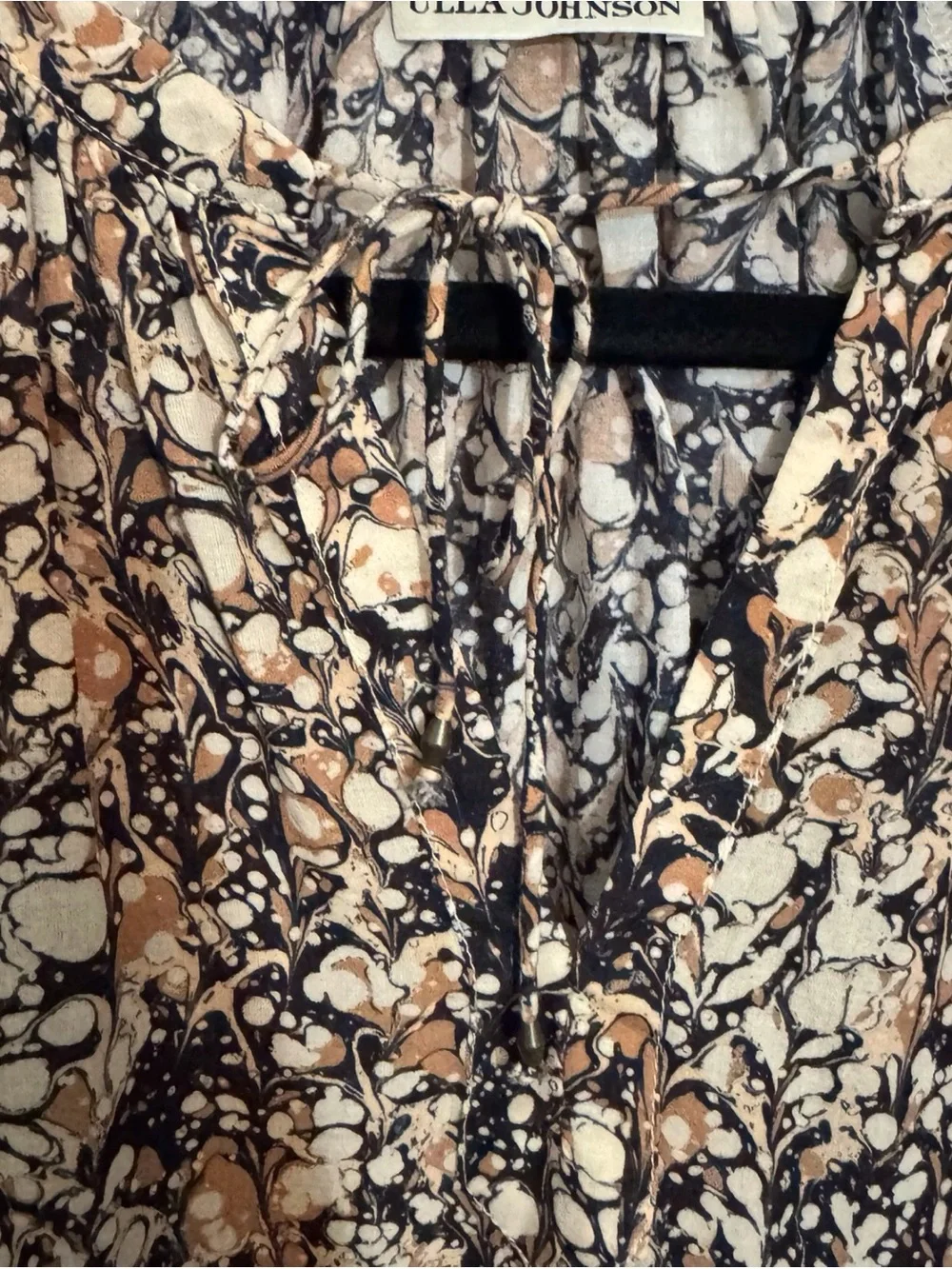 Ulla Johnson Size 0 Floral Marble Print Aiko Blouse Top Boho Cottagecore Western